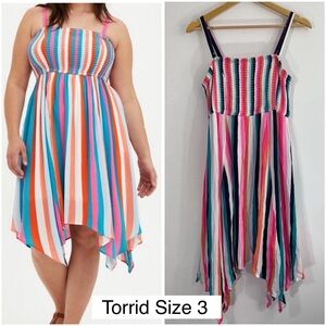 Torrid Pink Colorful Striped Dress